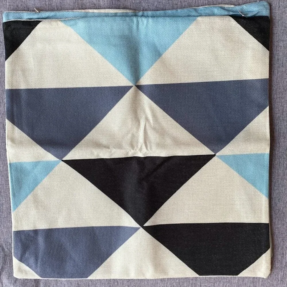 Set of 4, Geometric Throw Pillow Covers 18x18,  Linen Square Pillow Covers